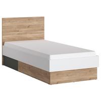 Postel TWENTY 90x200,dekor bílá/grafit/dub - bílá/barvy dubu, Moderní, kompozitní dřevo/plast (90/200cm) - Modern Living