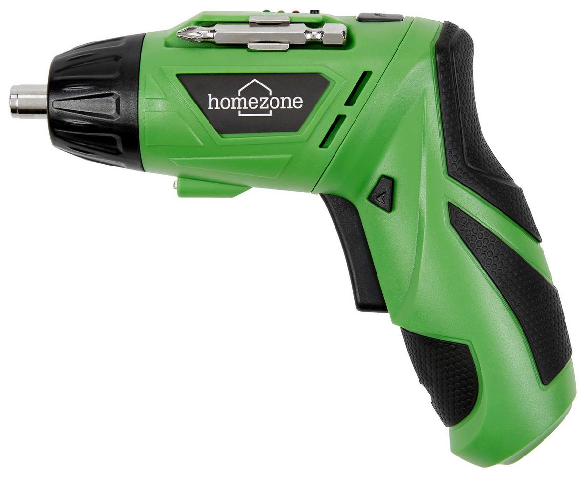 Akkuschrauber Jonas 100-240 V 230u/Min, LED-Licht, Softgriff - Schwarz/Grün, Kunststoff/Metall (23/16,5/6cm) - Homezone