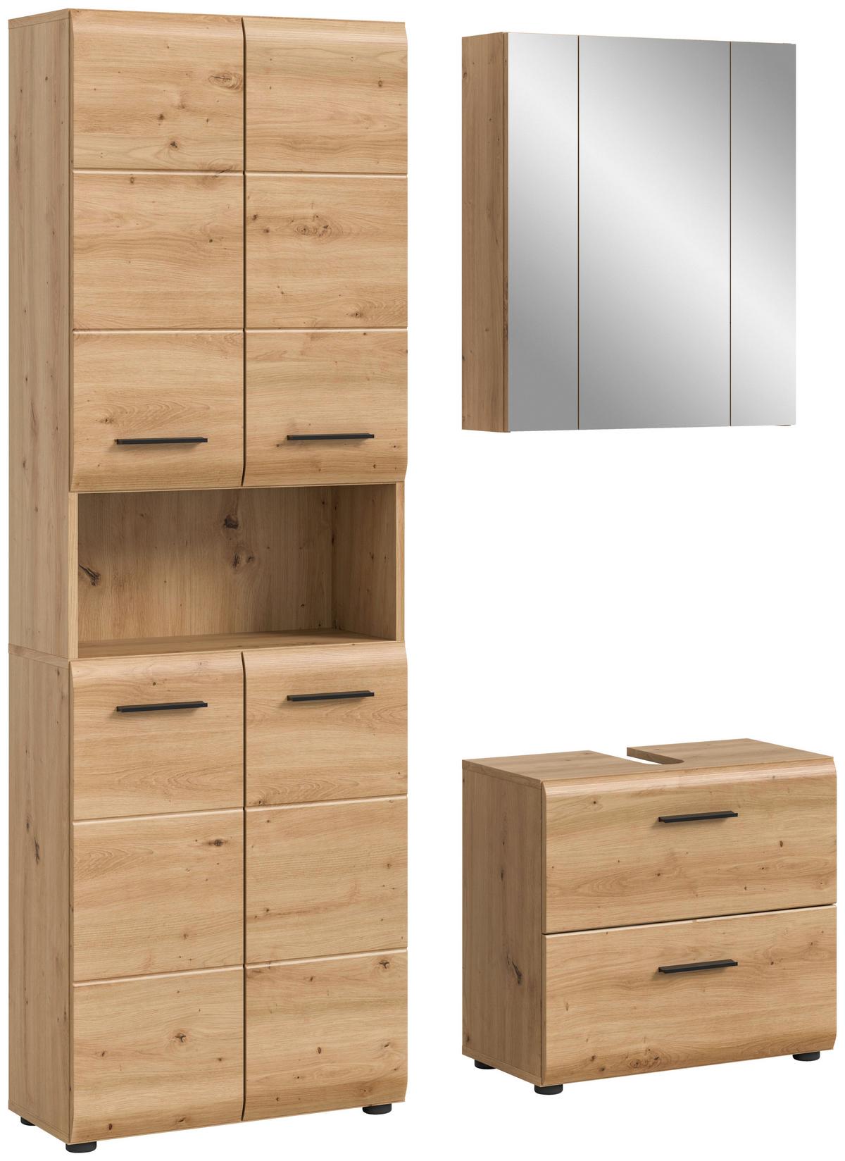 Badezimmer Ice Eiche Artisan Dekor B: 120cm - Schwarz/Eiche Artisan, Basics, Holzwerkstoff (120cm) - MID.YOU