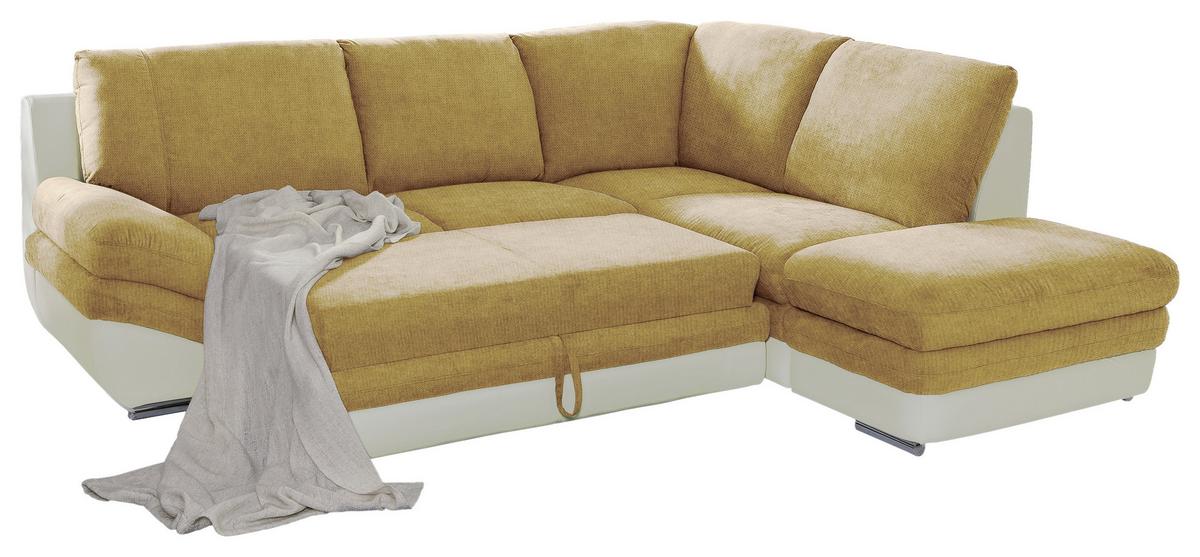Wohnlandschaft In L-Form Nardo 264x221 cm - Chromfarben/Dunkelgelb, MODERN, Textil (264/221cm) - MID.YOU