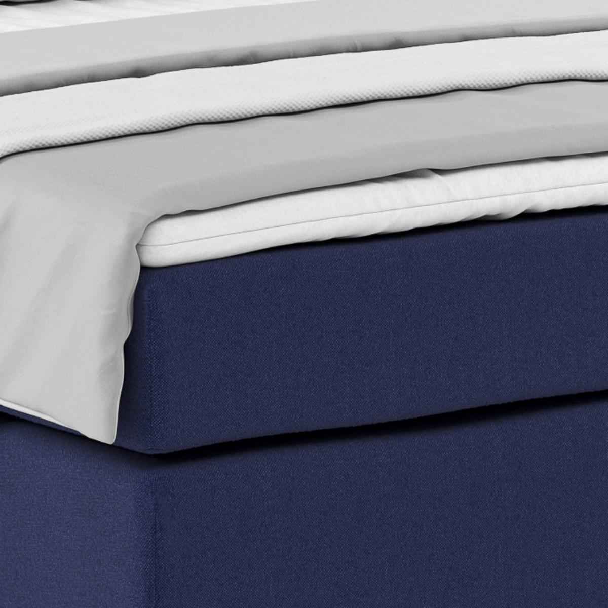 Posteľ Boxspring NERO PL: 140/200 cm, tmavomodrá - tmavomodrá/chrómová, Konventionell, kov/textil (140/200cm)