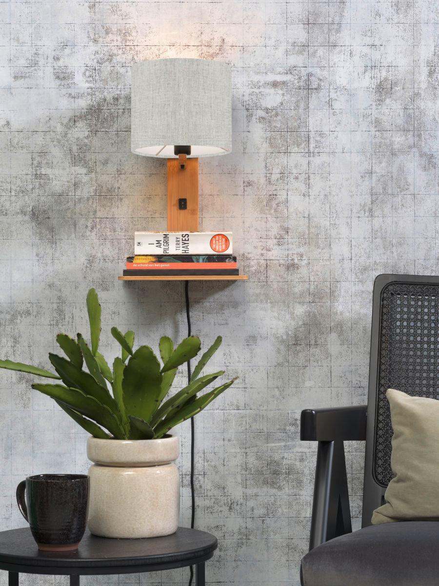 Wandleuchte Andes/w1/n/1815/ll - Naturfarben, Trend, Holz/Textil (19/24/36cm) - Good & Mojo