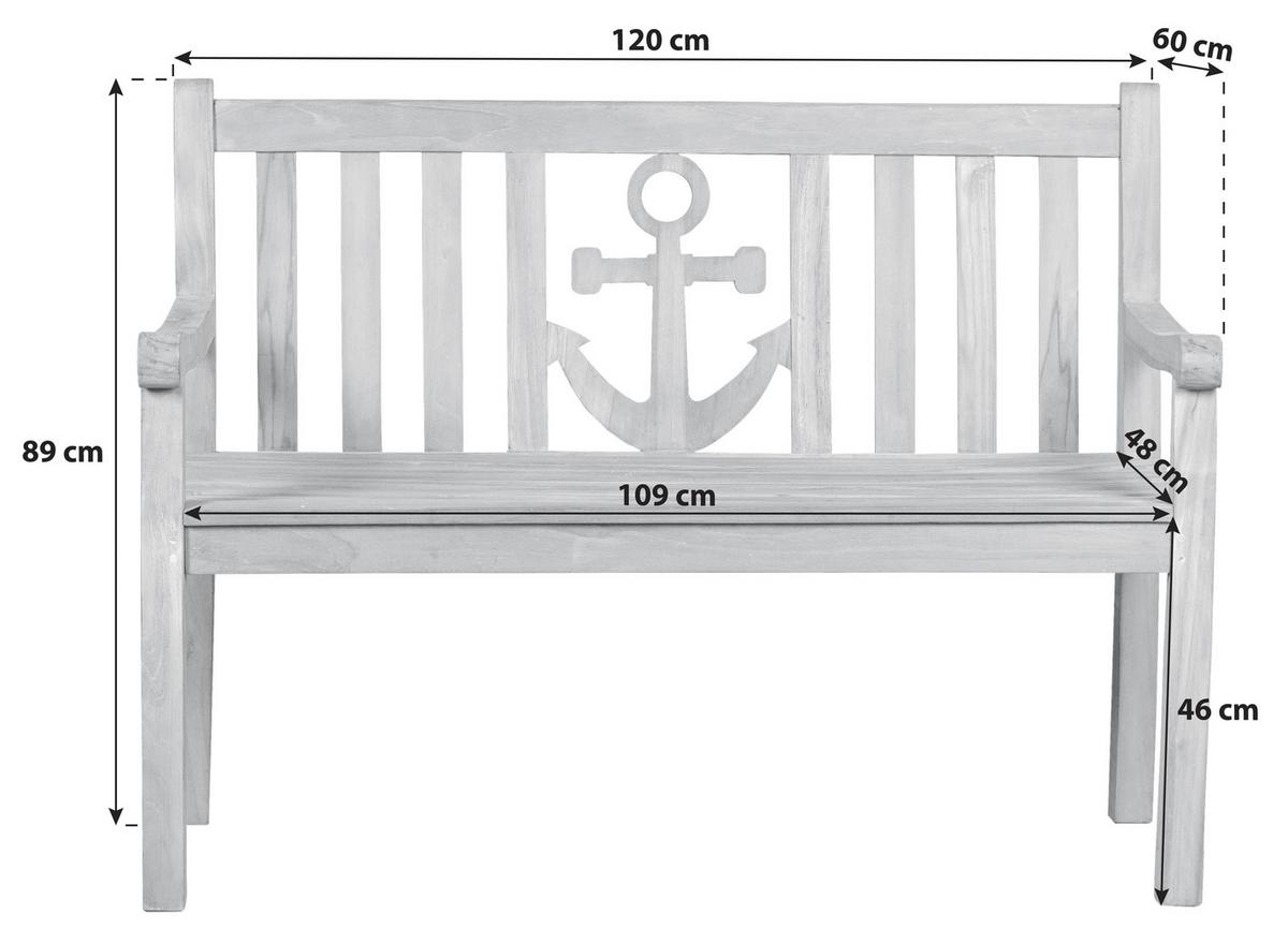 Gartenbank Teakholz 2-Sitzer Woodie - Teakfarben, Basics, Holz (120/89/60cm) - Gardenson