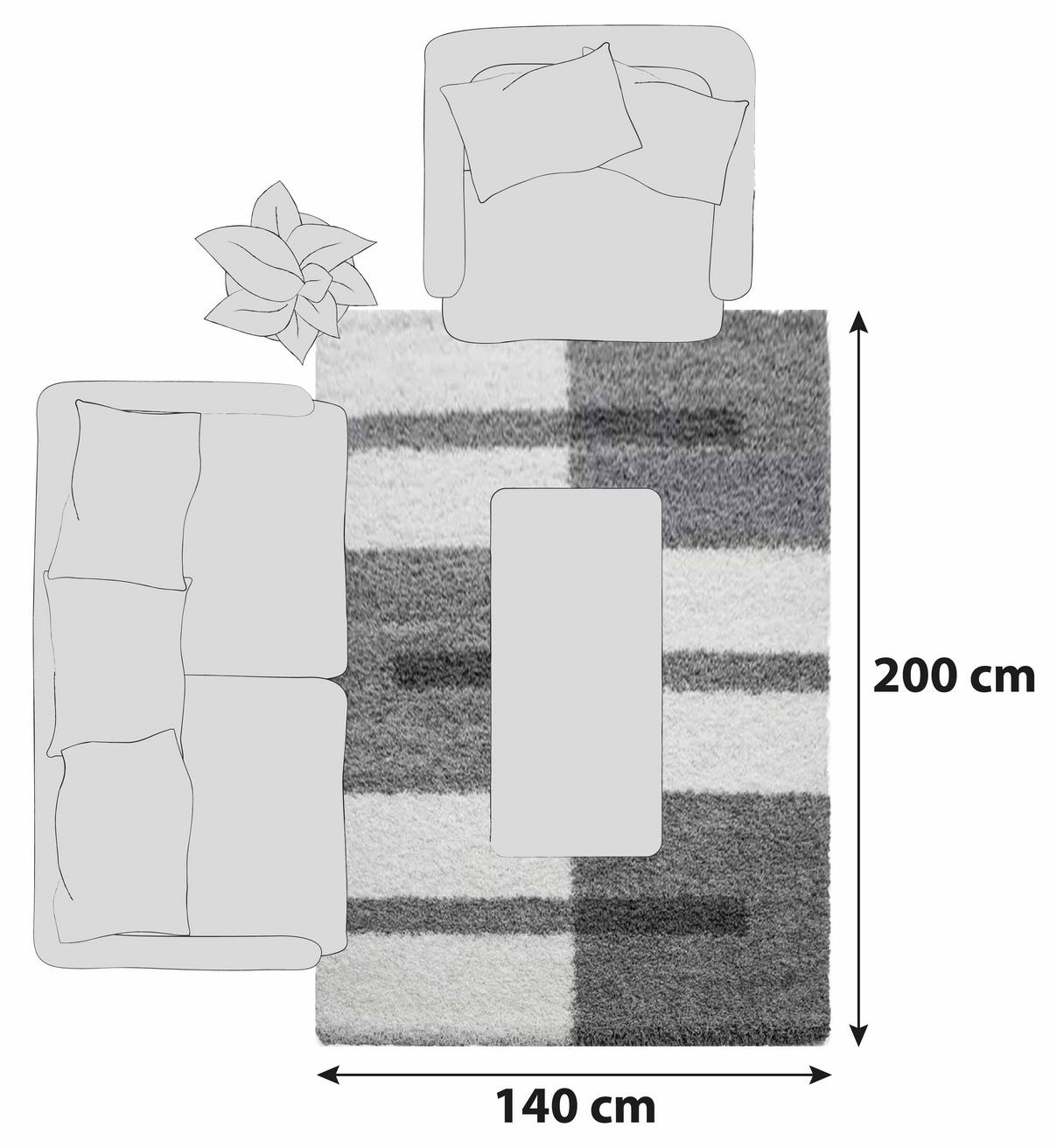 Hochflor Teppich Hellgrau Gala 140x200 cm - Hellgrau, Design, Textil (140/200cm)