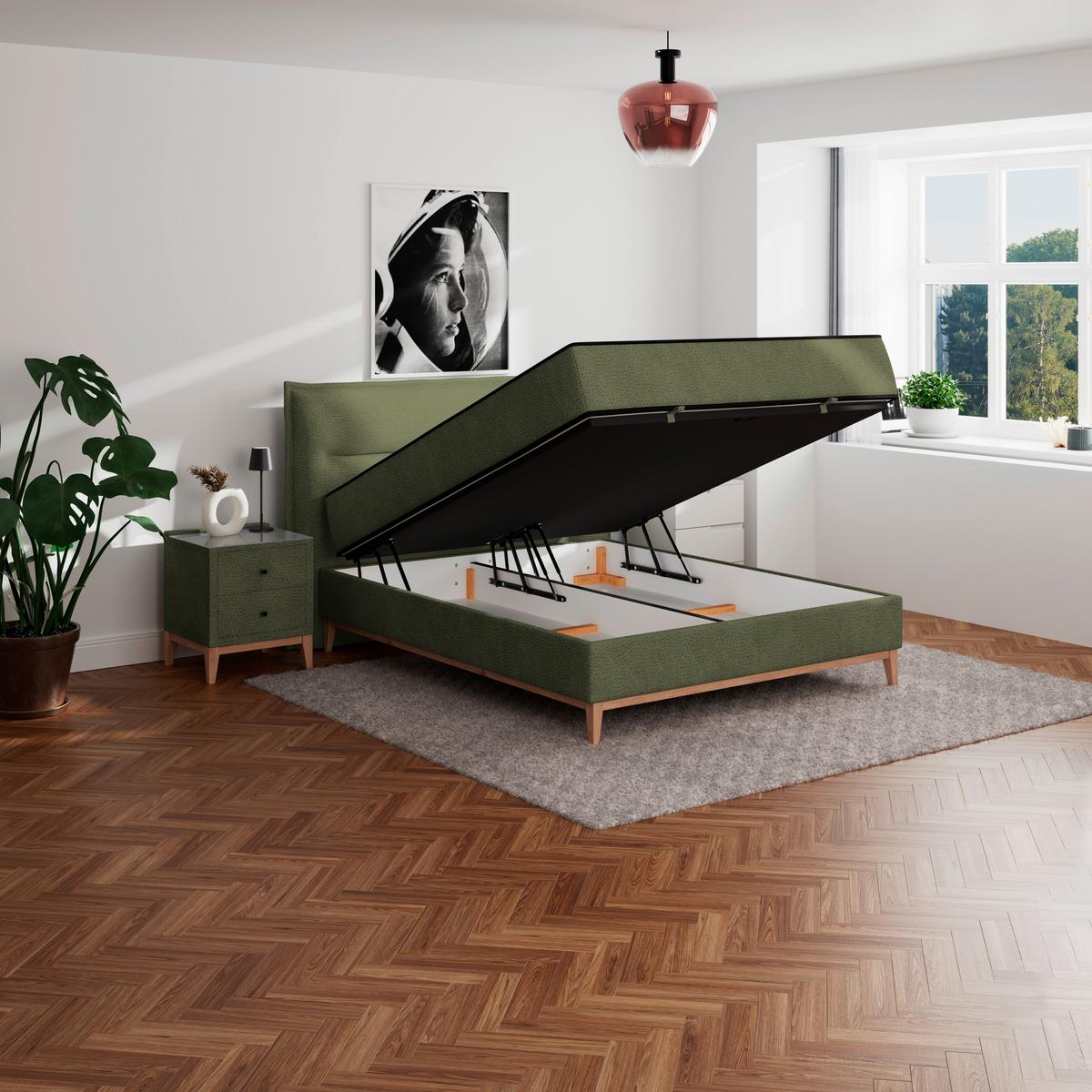 Boxbett Smile inkl. Matratze 180x200 - Grün, KONVENTIONELL, Holz/Holzwerkstoff (180/200cm) - James Wood