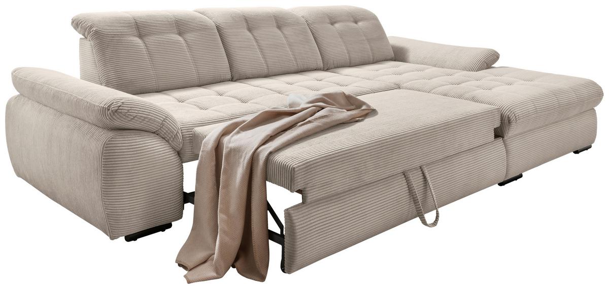 Ecksofa Mit Bettkasten Rigatti Beige S: 314x184 Cm - Beige/Schwarz, MODERN, Textil (314/184cm) - Livetastic
