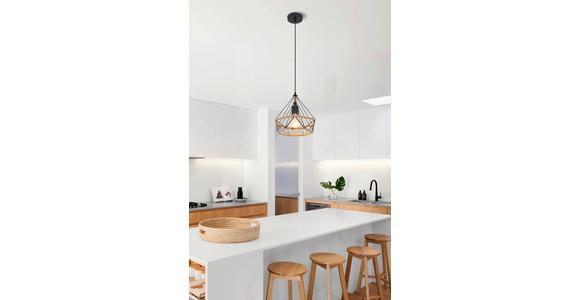Hängeleuchte Caro H: 150 Cm 1-Flammig, Naturfaser/eisen - Schwarz/Naturfarben, ROMANTIK / LANDHAUS, Kunststoff/Textil (25/150cm) - James Wood