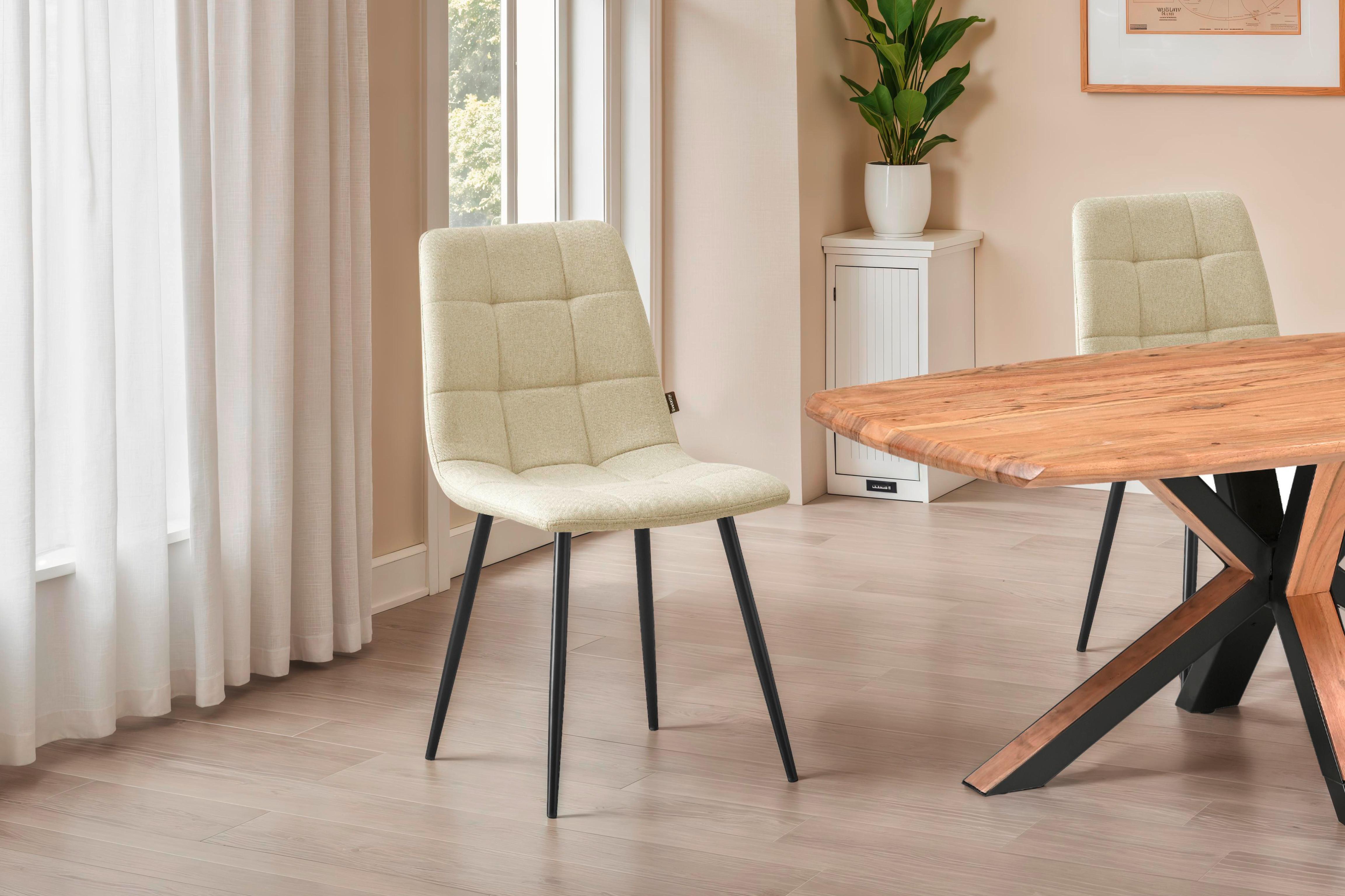 Stuhl Empoli Webstoff Beige, B: 45 Cm - Beige/Schwarz, MODERN, Holz/Textil (45/86/55cm) - Livetastic