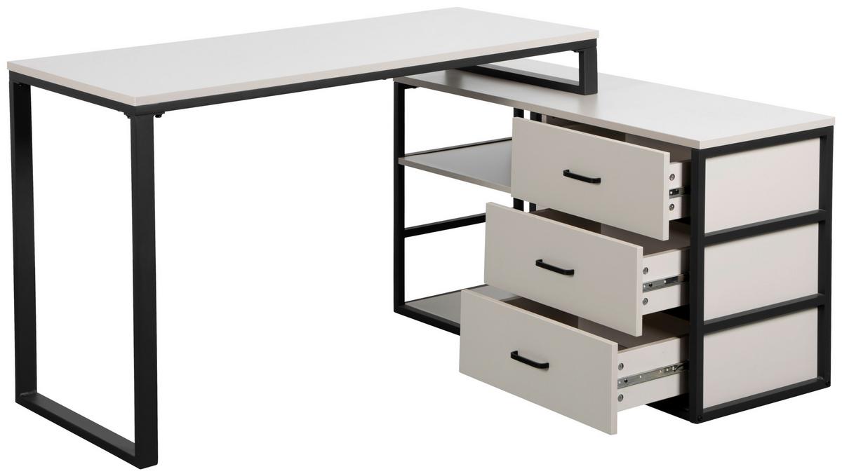 Eckschreibtisch Flux Schwarz/Kaschmir L: 140 cm - Kaschmir/Schwarz, MODERN, Holzwerkstoff/Metall (140/100/75cm) - Livetastic
