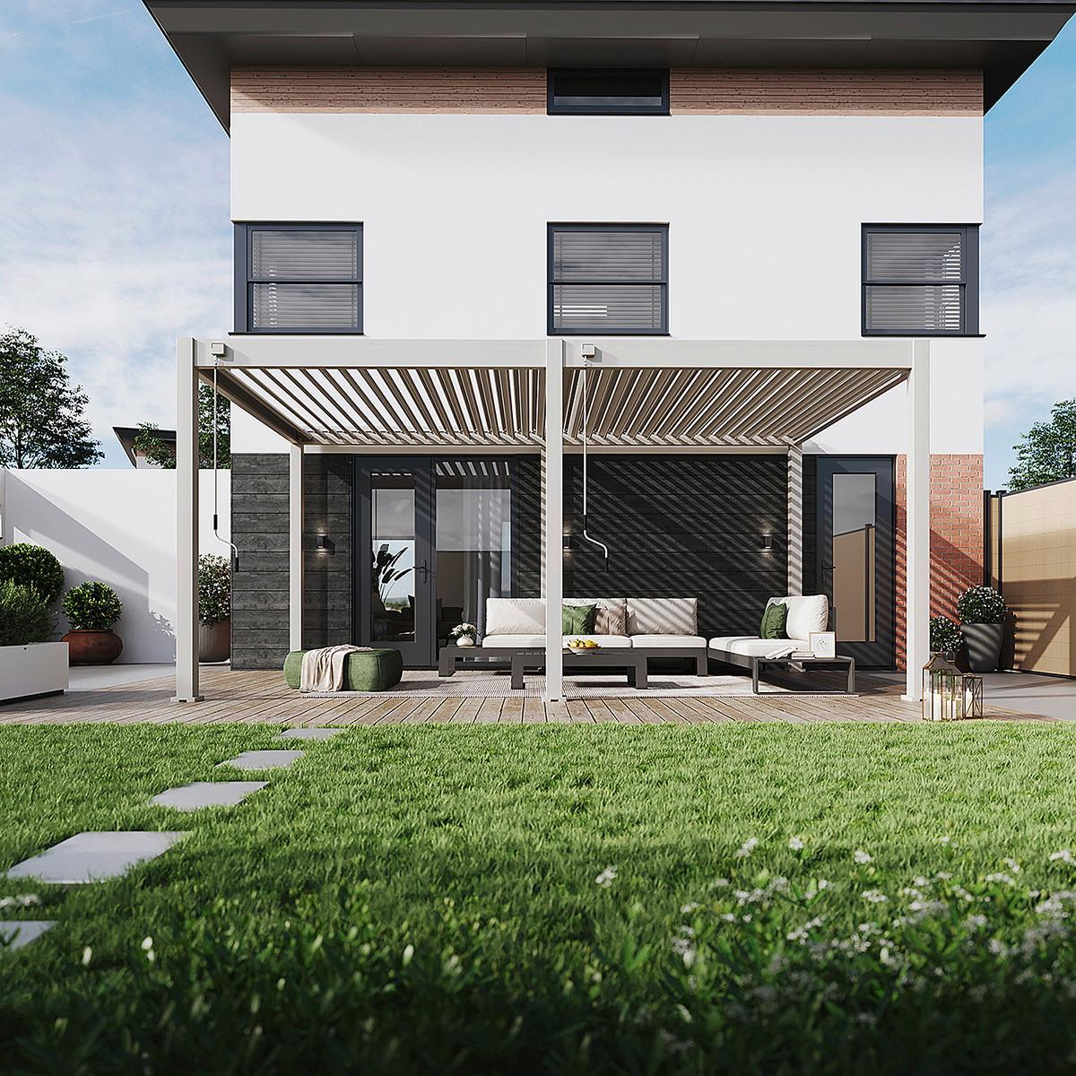 Pergola 300x530 Cm Wetterbeständig, Perlmutt - Perlmutt, Basics, Metall (300/530/255cm)