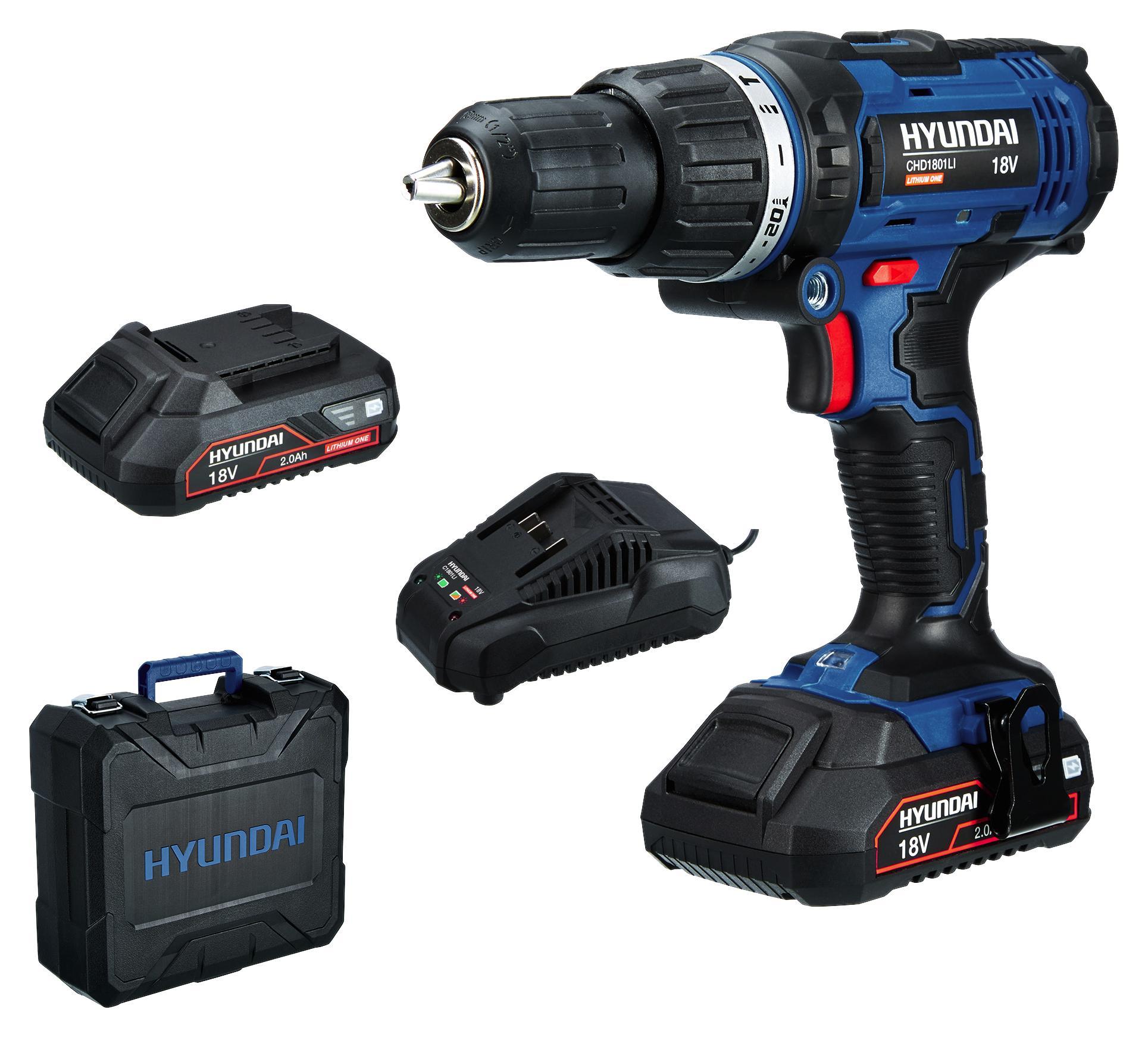 Akkuschrauber CHD1801Li Set 2a - Blau/Schwarz, KONVENTIONELL, Kunststoff/Metall (25/9/23cm) - Hyundai