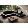 Ecksofa Como Echtleder Schwarz 306x237 - Schwarz/Grau, Design, Leder (306/237cm) - Livetastic