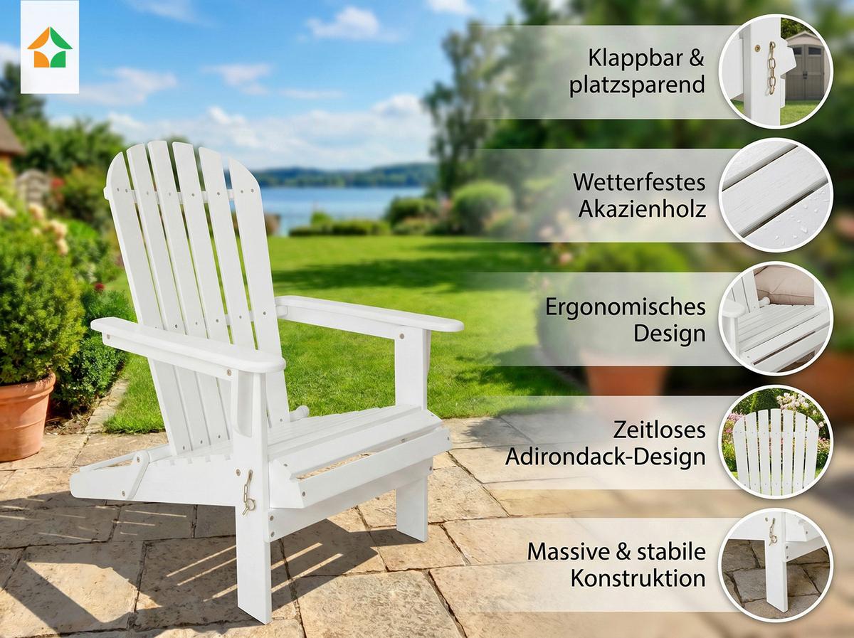 Garten-Relaxsessel Akazie - Weiß, Basics, Holz (84/69/93cm)