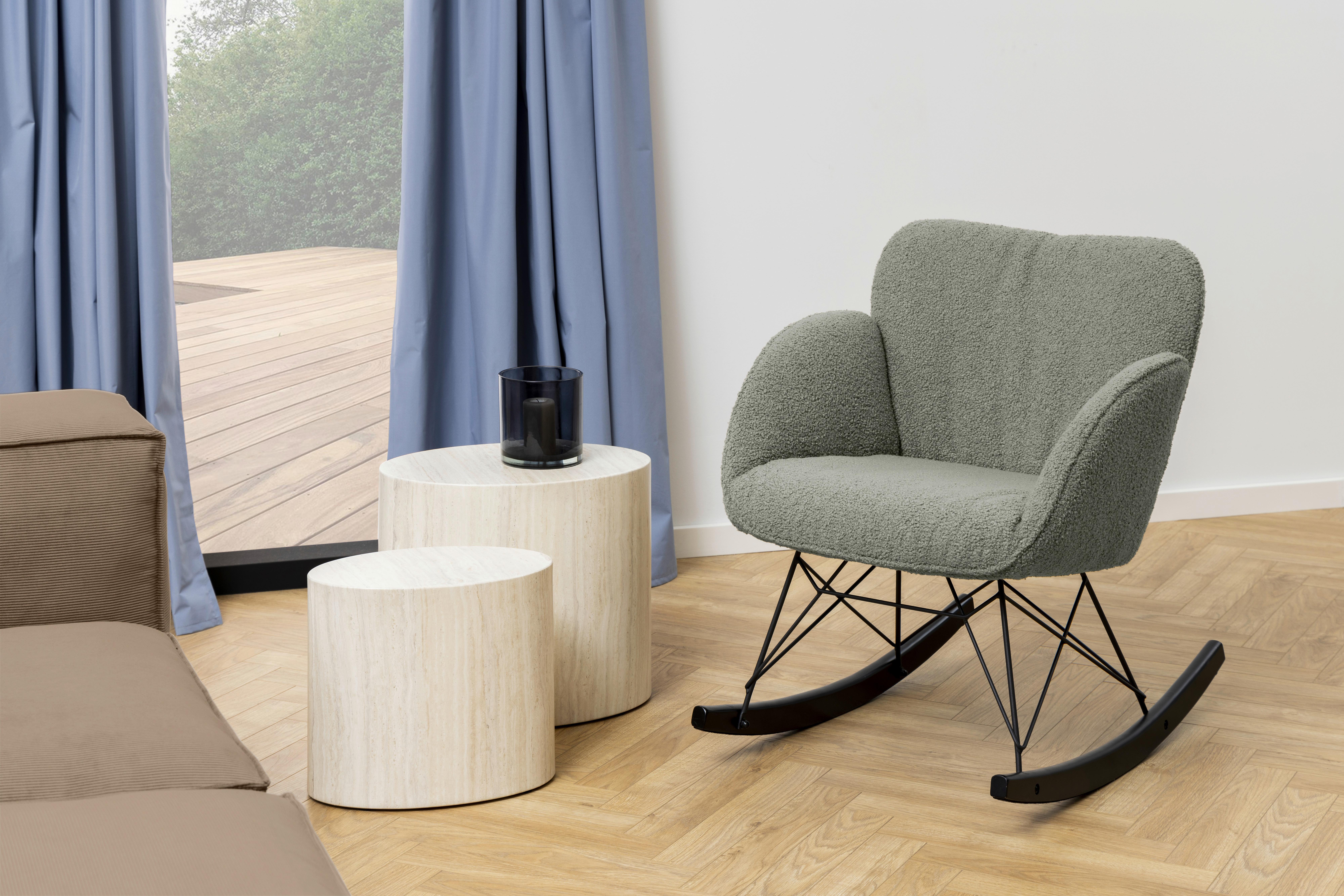 Schaukelstuhl Kelsey - Schwarz/Braun, Design, Textil (67,5/80/90cm) - Livetastic