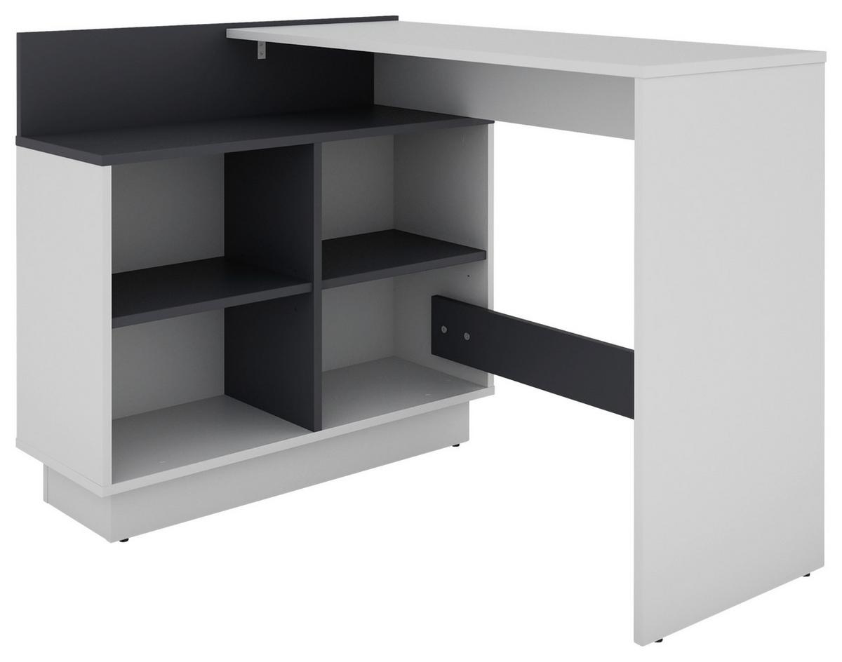 Eckschreibtisch Berni - Graphitfarben/Weiß, MODERN, Holzwerkstoff (102/80/77,5cm) - MID.YOU