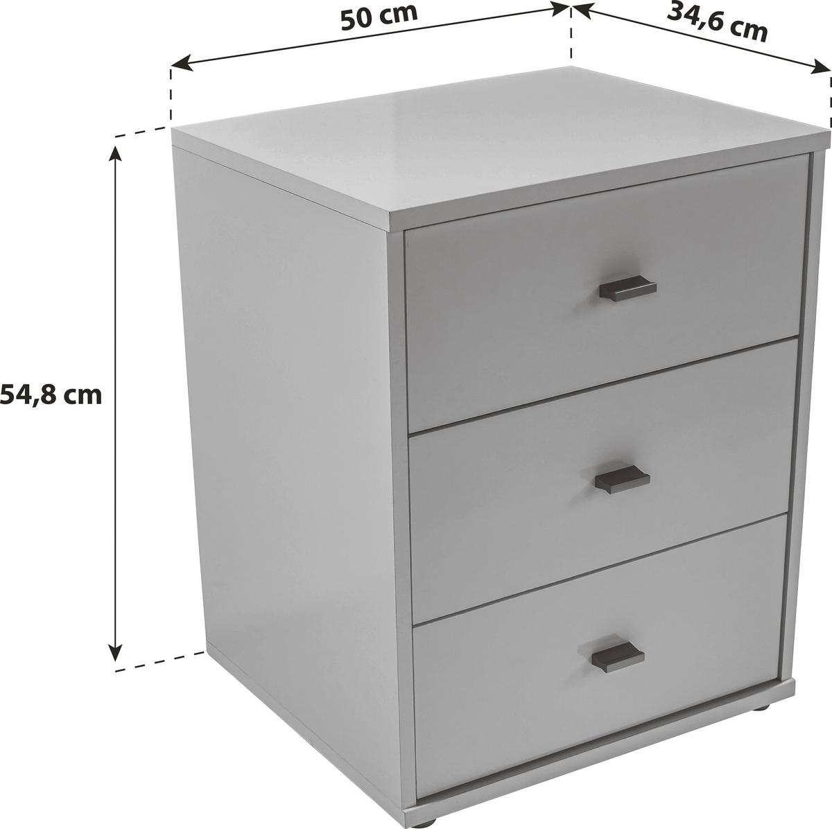 Nachtkästchen Eiche Dekor/Weiß H: 54,8 cm 4-You New - Chromfarben/Eichefarben, KONVENTIONELL, Holzwerkstoff (50/54,8/34,6cm)