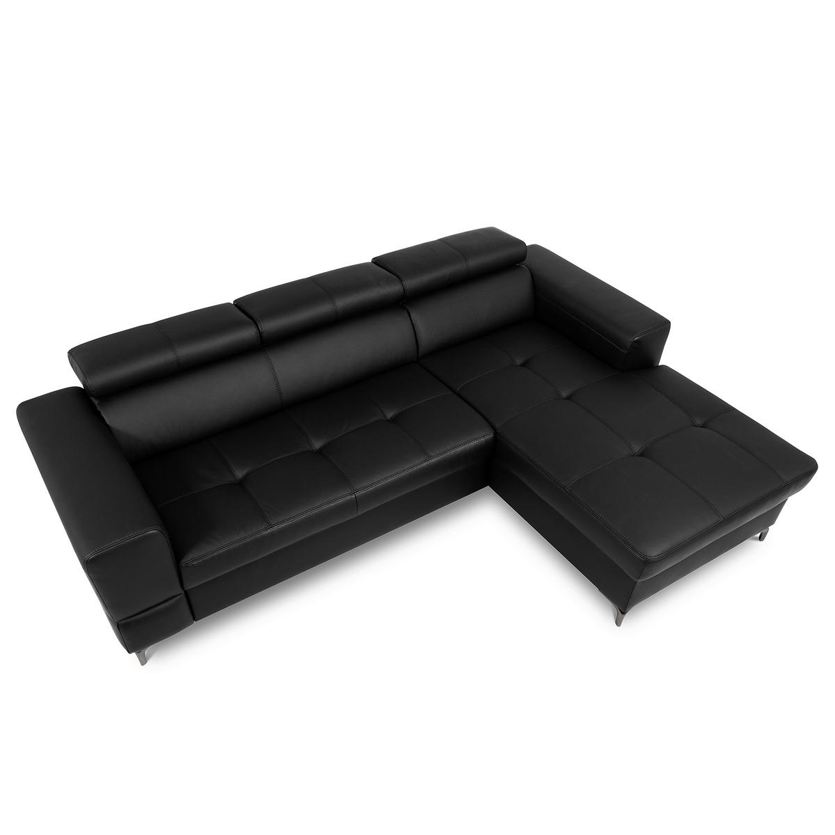 Ecksofa Torino Teilleder Schwarz 247x173 - Schwarz, Design, Leder/Textil (247/173cm) - Livetastic