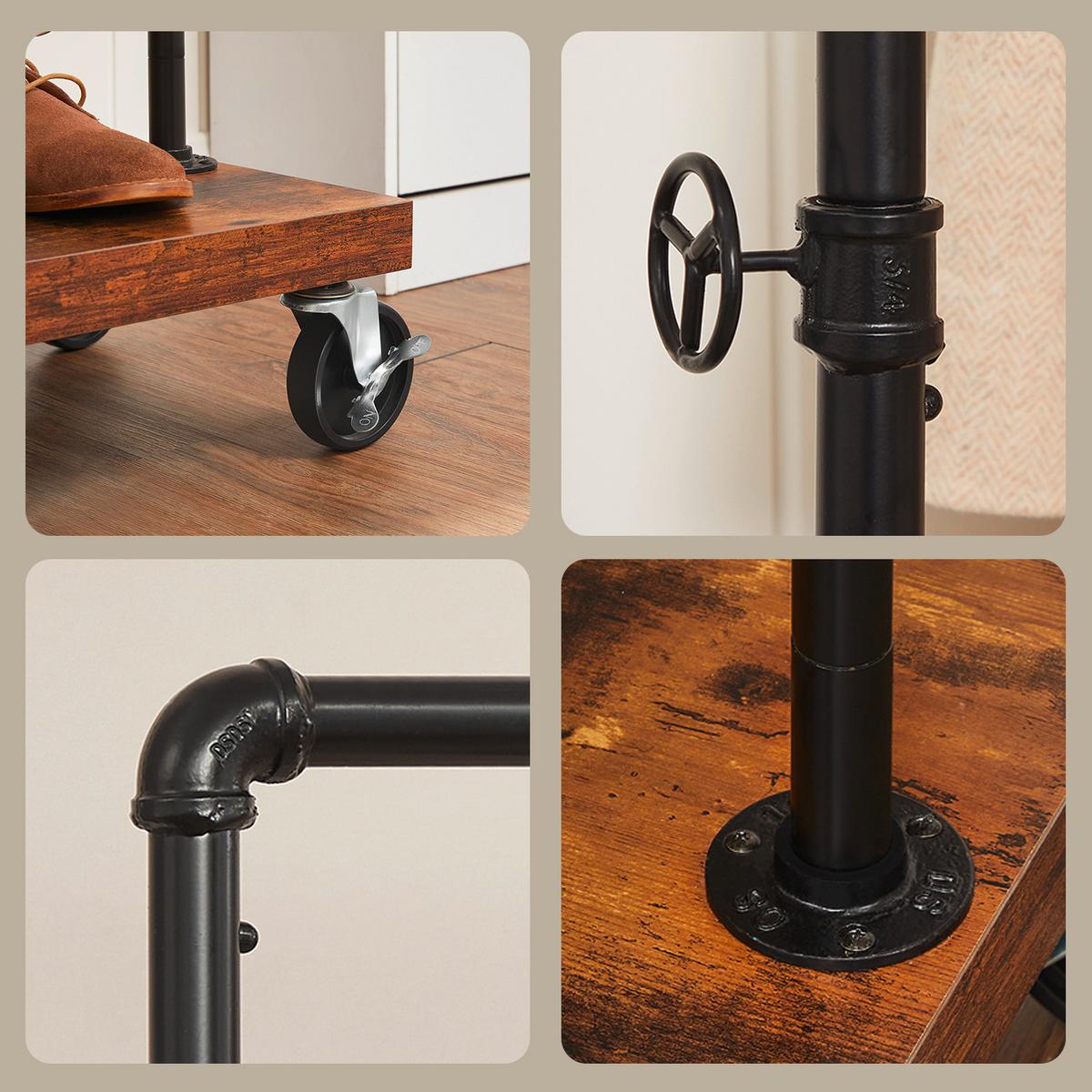 Kleiderwagen Hsr65bxv2 - Schwarz/Braun, Trend, Holzwerkstoff/Metall (104.5/160/40cm) - MID.YOU
