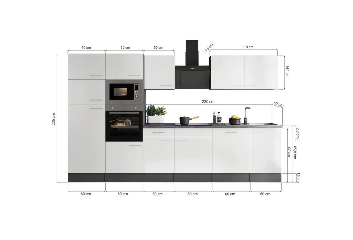 Küchenblock Oliver Grau B: 340 cm - Grau, Design, Holzwerkstoff (340cm) - Respekta