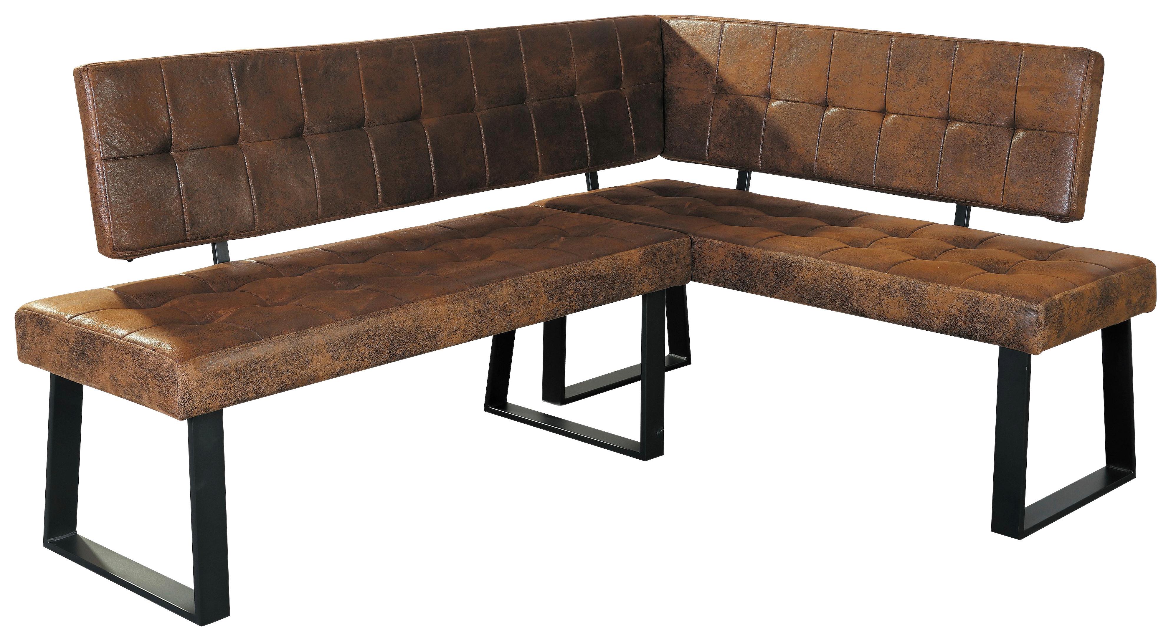 Eckbank Lavik Webstoff Braun 185x134 cm - Schwarz/Braun, MODERN, Textil/Metall (185/134cm) - MID.YOU