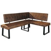 Eckbank Lavik Webstoff Braun 185x134 Cm - Schwarz/Braun, MODERN, Textil/Metall (185/134cm) - MID.YOU