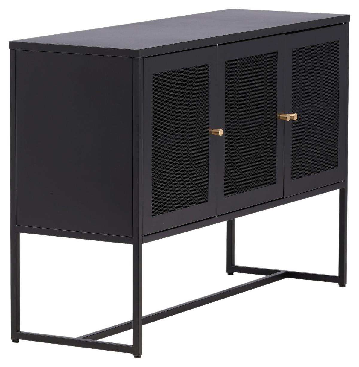 Sideboard Malla - Schwarz, Design, Metall (120/80/40cm) - Livetastic