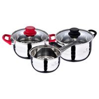 Kochtopfset Eclat 5-teilig Edelstahl Kunststoff - Edelstahlfarben/Transparent, Basics, Glas/Kunststoff (16/18/20cm)