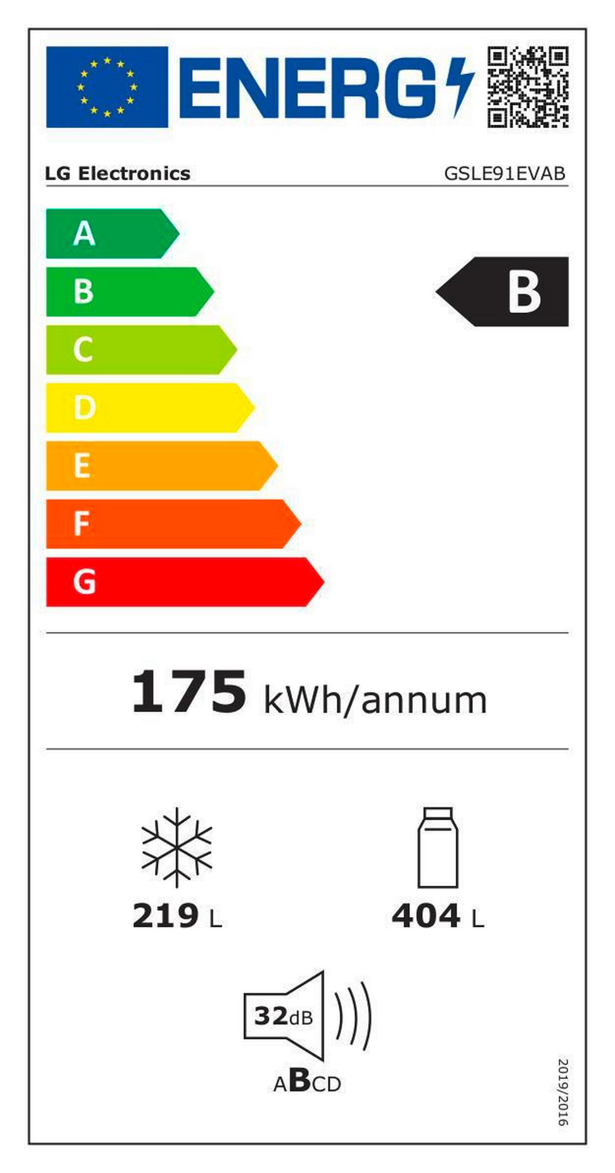 Kühl-gefrier-kombination Lg Gsle91evab - Schwarz, Basics, Metall (92,5/179/73,1cm) - LG
