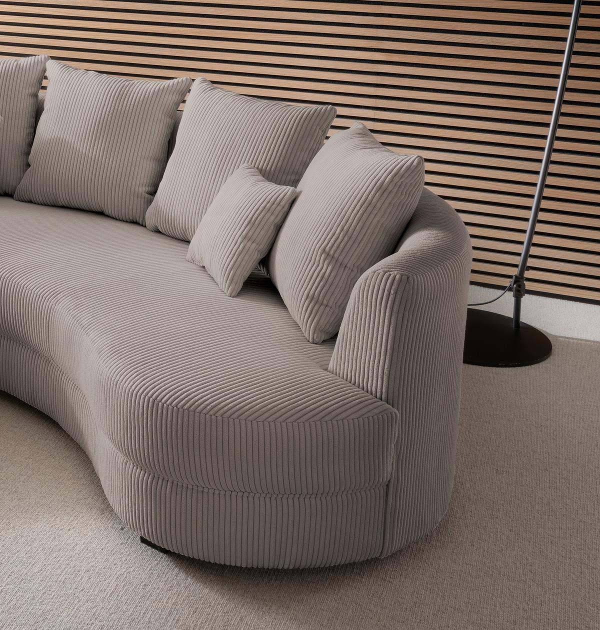 Wohnlandschaft Limoncello Graubraun S: 160/300 Cm - Graubraun/Schwarz, Design, Textil (160/300cm) - Livetastic