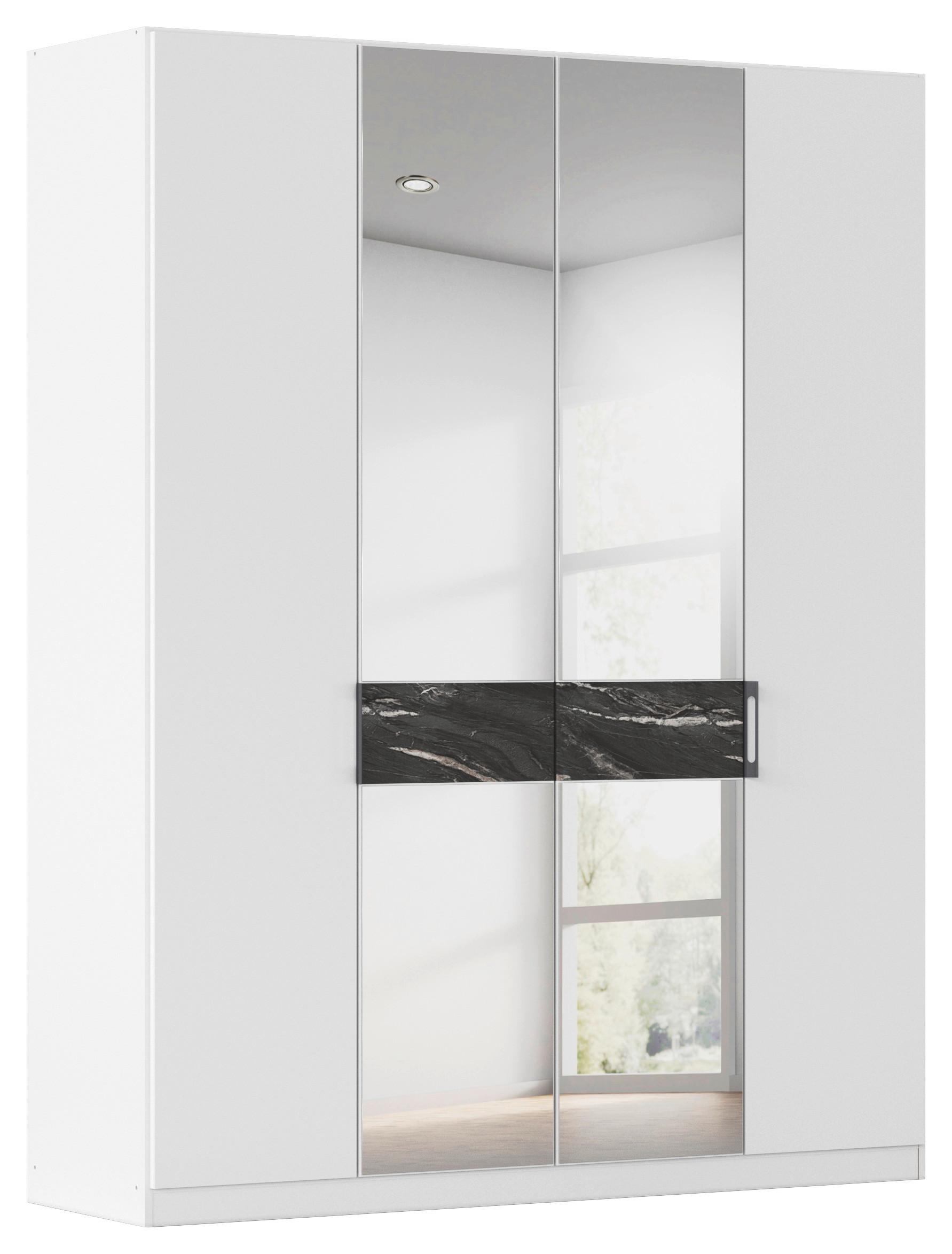 Drehtürenschrank Versity-d Alpinweiß/marmorptik 4trg - Silberfarben/Weiß, Trend, Holzwerkstoff (181/229/54cm) - James Wood