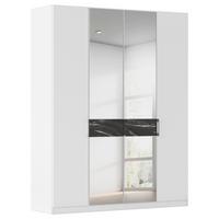 Drehtürenschrank Versity-d Alpinweiß/marmorptik 4trg - Silberfarben/Weiß, Trend, Holzwerkstoff (181/229/54cm) - James Wood