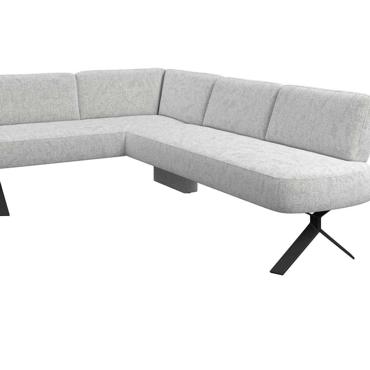 Eckbank hellgrau/Metallbeine Ulmo,S: 176x248cm - Hellgrau/Schwarz, MODERN, Textil/Metall (176/248cm)