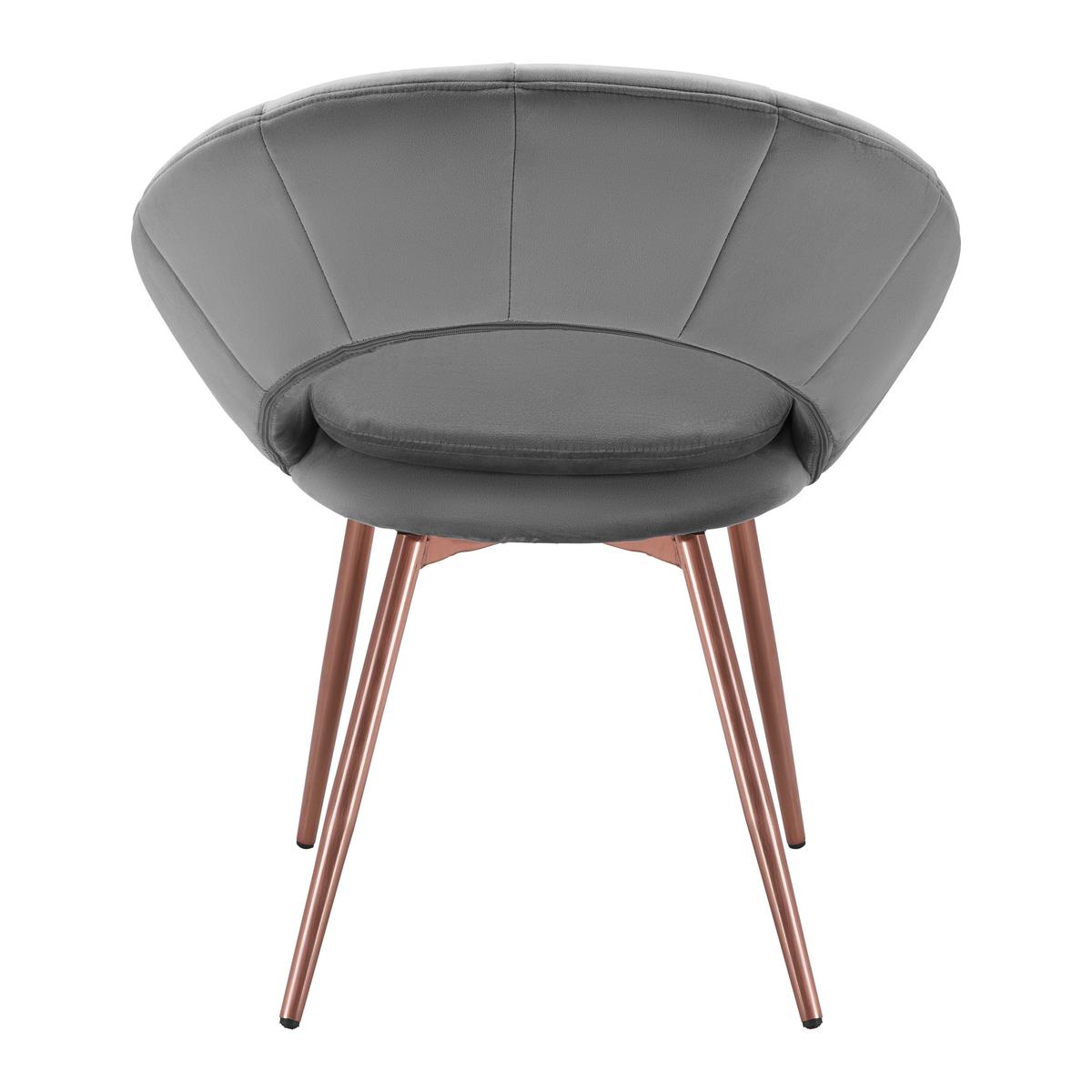 Židle ze sametu Levi šedá - šedá, Moderní, kov/dřevo (67/74/60.5cm) - Bessagi Home