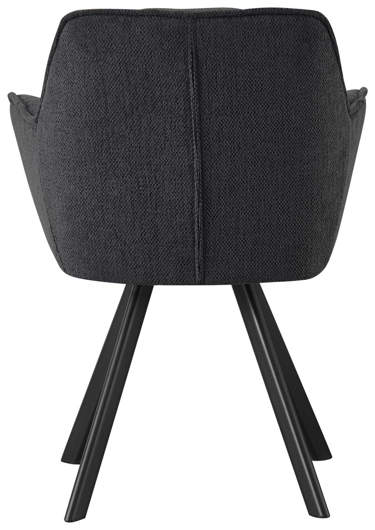 Armlehnstuhl Romy Dunkelgrau/schwarz Gepolstert - Dunkelgrau/Schwarz, MODERN, Textil/Metall (62/85/62cm)