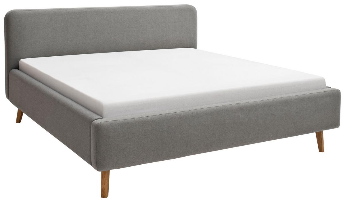 Polsterbett Mattis 180x200cm Hellgrau, inkl. Bettkasten - Eichefarben/Hellgrau, Design, Holz/Textil (180/200cm) - Livetastic
