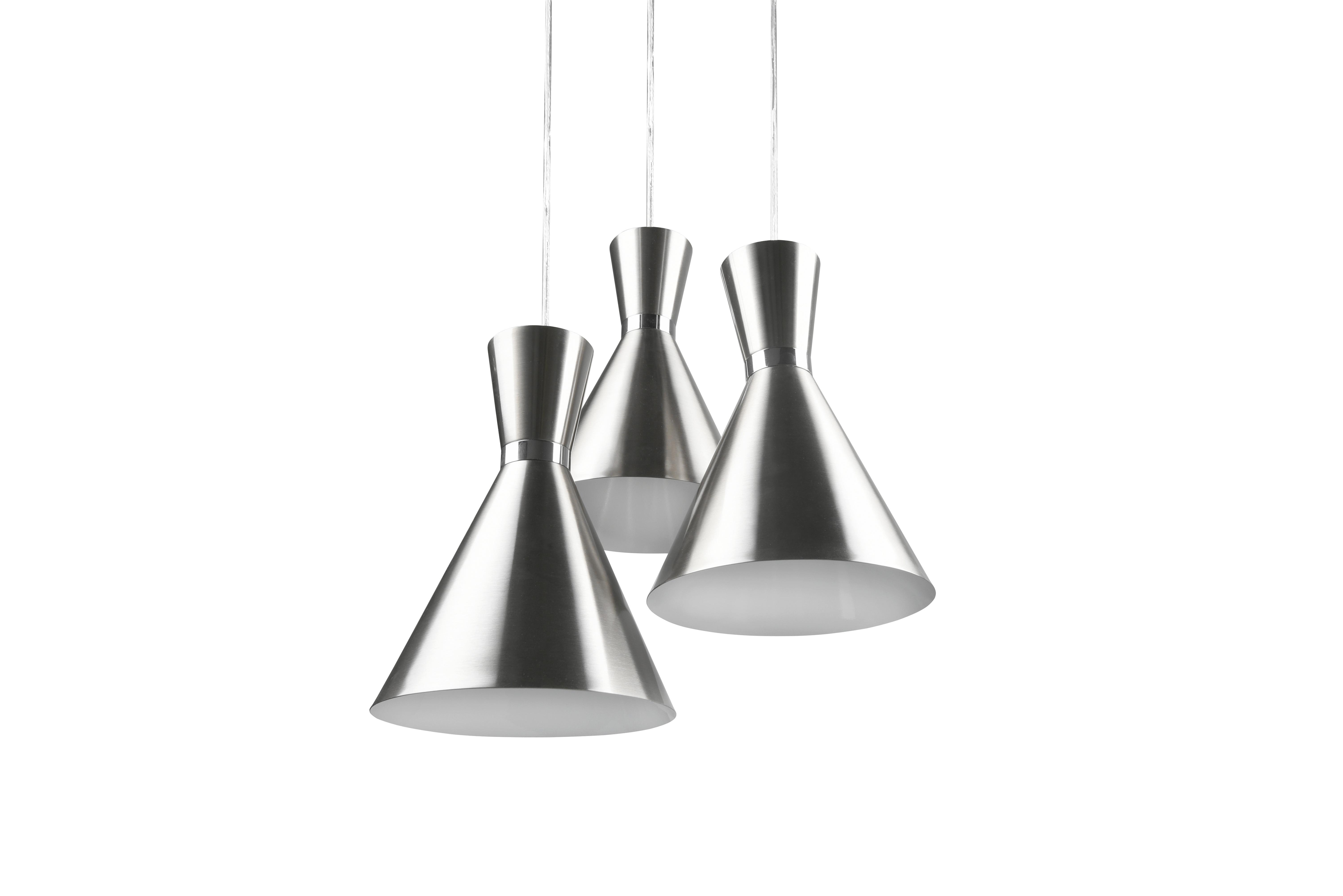 Hängeleuchte Enzo H: 150 cm 3-Flammig - Chromfarben/Nickelfarben, Basics, Metall (41/150cm)