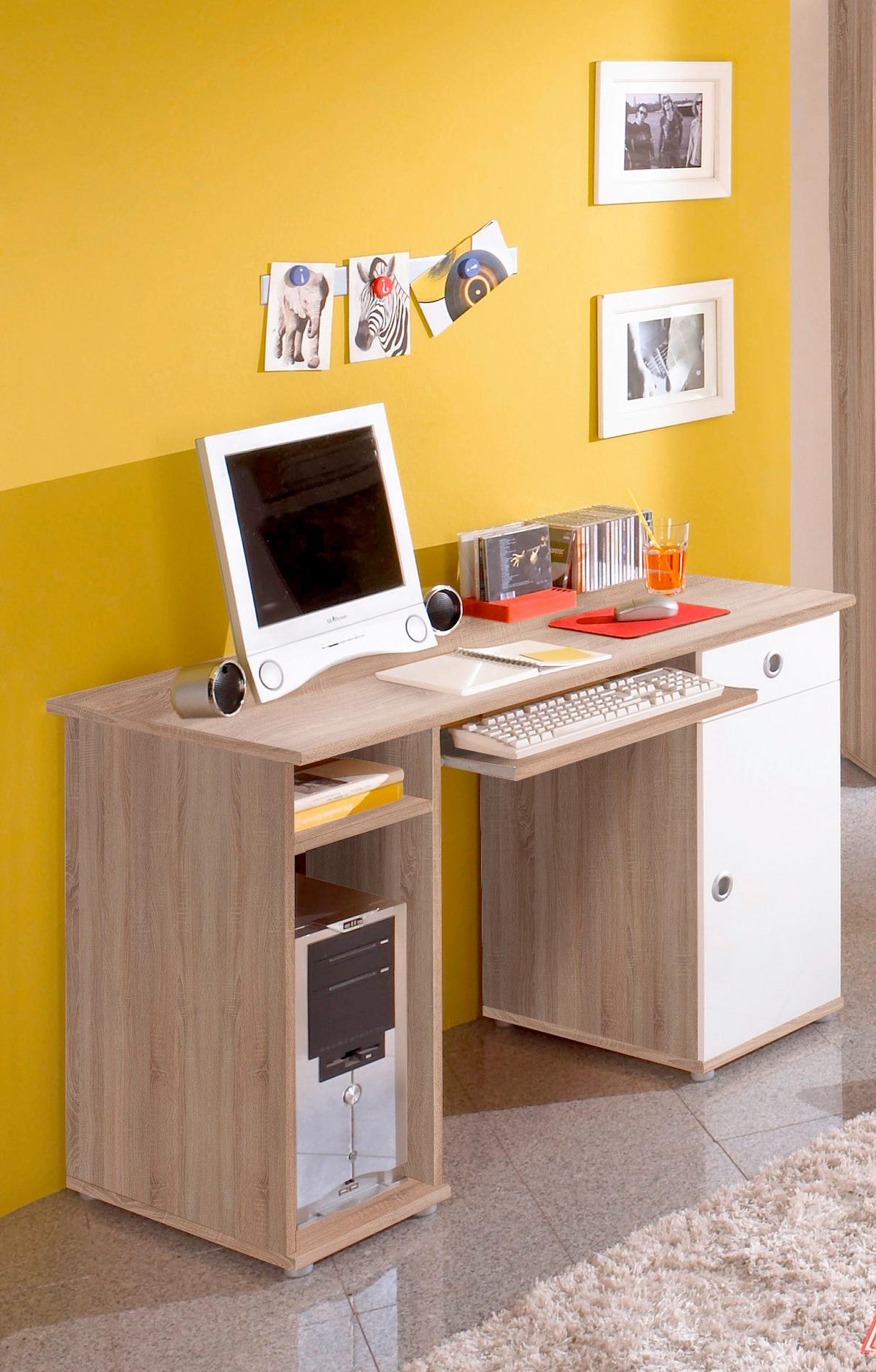 Jugendschreibtisch M. Tastaturauszug B 60cm H 78 Cm - Weiß/Sonoma Eiche, KONVENTIONELL, Holzwerkstoff (120/60/78cm) - MID.YOU