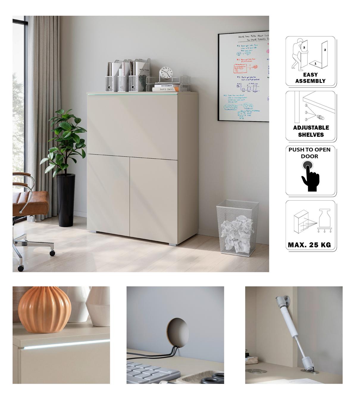 Sekretär Vera Beige/Kaschmir B: 90cm - Kaschmir/Beige, Design, Holzwerkstoff (90/125,1/42cm) - Livetastic