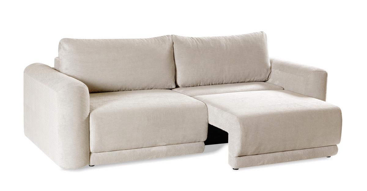 Schlafsofa Norman Creme B: 252cm - Creme/Schwarz, Design, Textil (252/93/167cm) - Livetastic