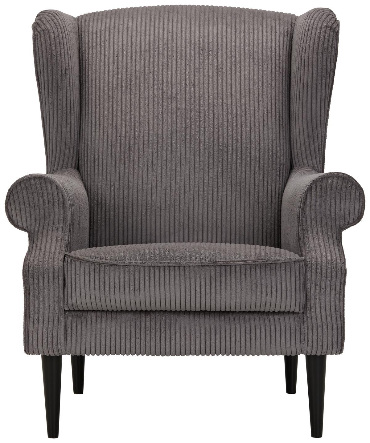 Kreslo - ušiak VIOLA, tmavosivý menčester - čierna/tmavosivá, drevo/textil (82/95/85cm) - Mömax