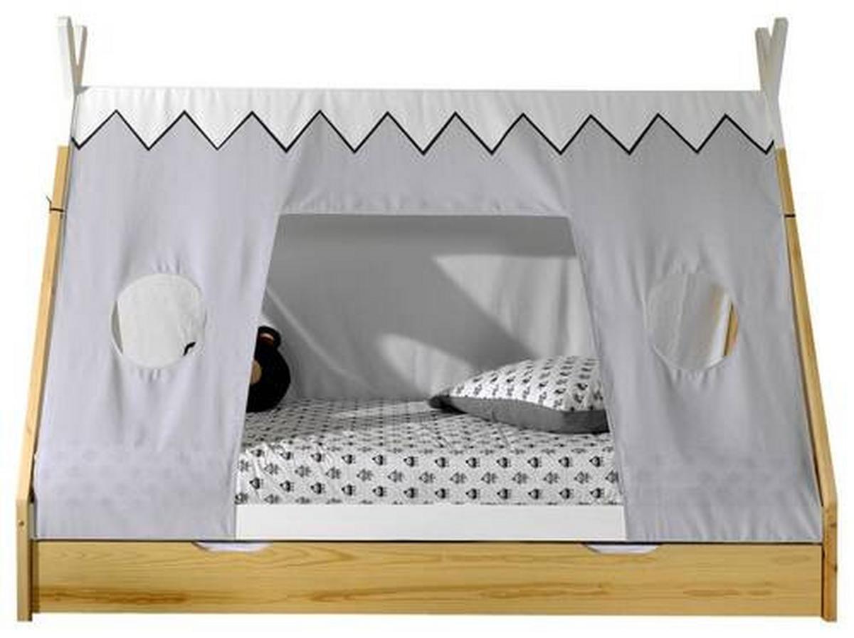 Hausbett Tipi Weiß Lackiert 90x200cm - Weiß/Kieferfarben, MODERN, Holz/Holzwerkstoff (90/200cm) - MID.YOU