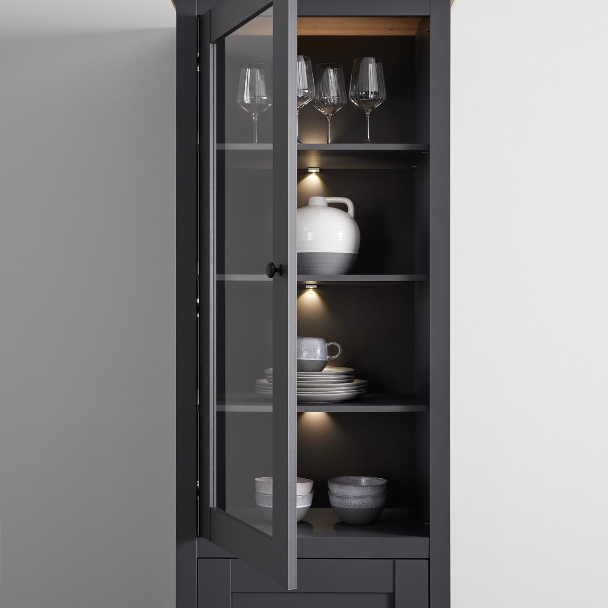 Vitrína CLAUDIO - černá/tmavě šedá, Moderní, dřevo/plast (71/203/44cm) - Bessagi Home