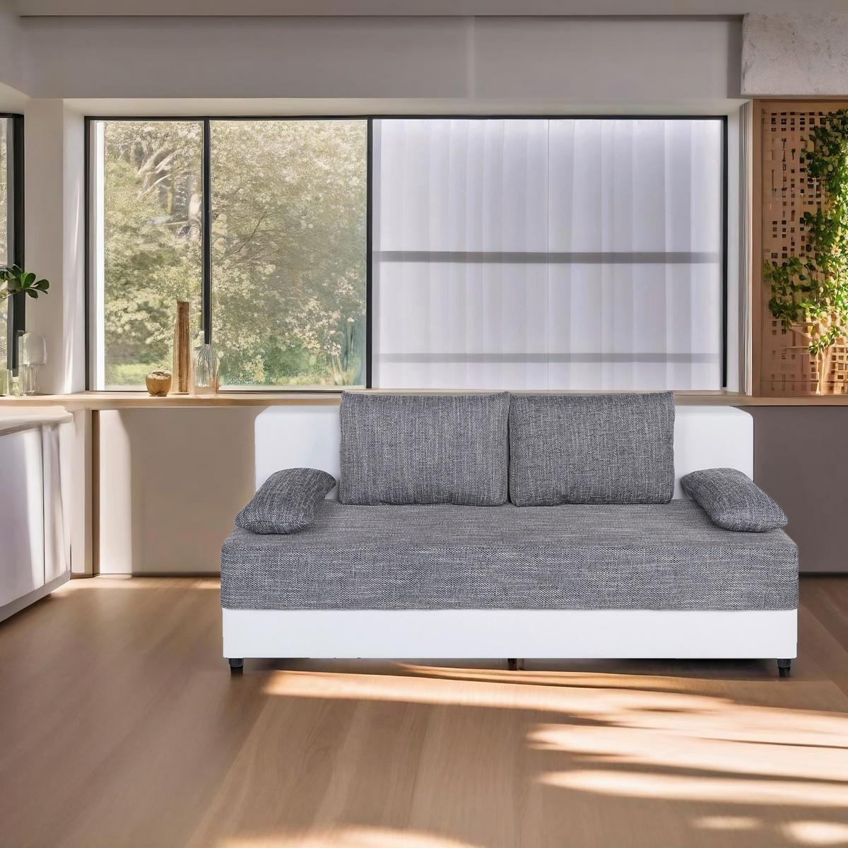 2-sitzer-sofa Lucy Mit Schlaffunktion Grau/weiß - Schwarz/Weiß, Design, Holzwerkstoff/Textil (200/90/103cm) - P & B