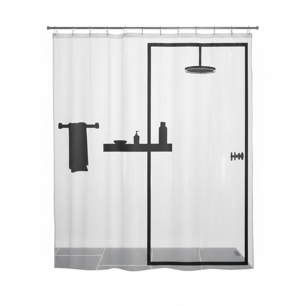 Duschvorhang in Schwarz Kunststoff - Schwarz, Basics, Kunststoff (180/200cm) - Spirella
