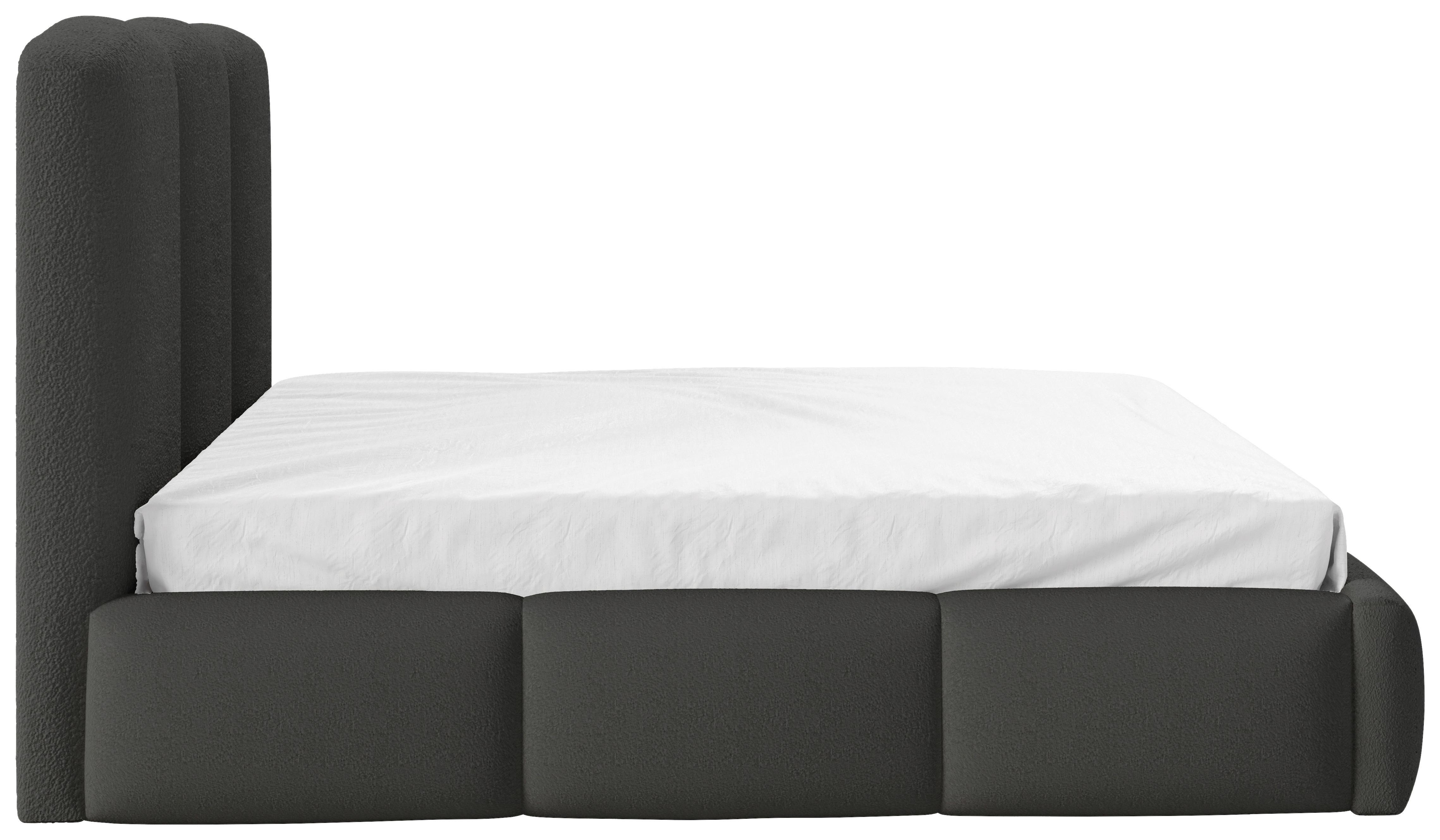 Polsterbett Bero Boucle Grau, Lf: 160x200 Cm - Buchefarben/Schwarz, Trend, Holz/Textil (160/200cm)