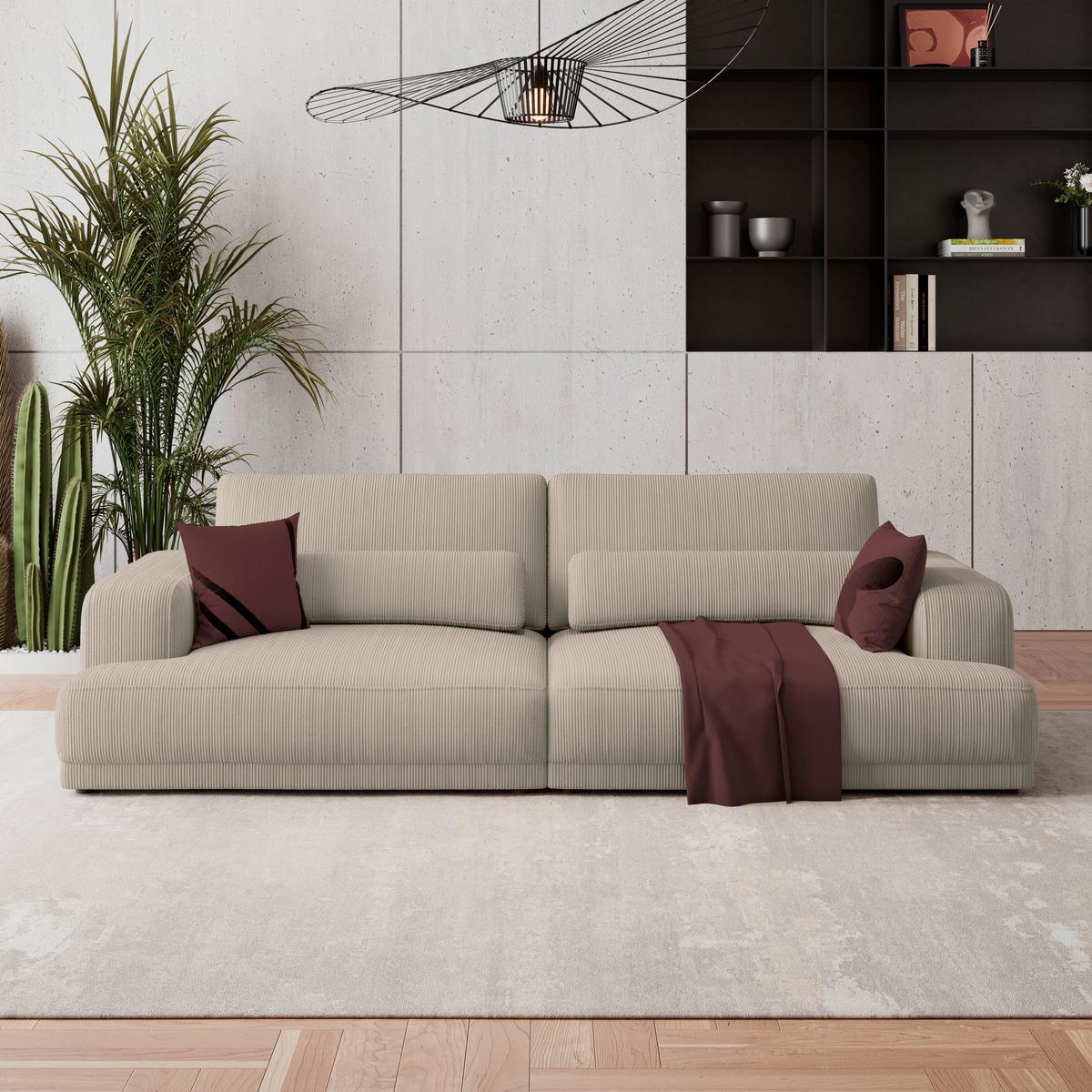 Bigsofa Savona Cord braun, 260x111cm - Braun, Trend, Textil (260/77/111cm) - Luca Bessoni
