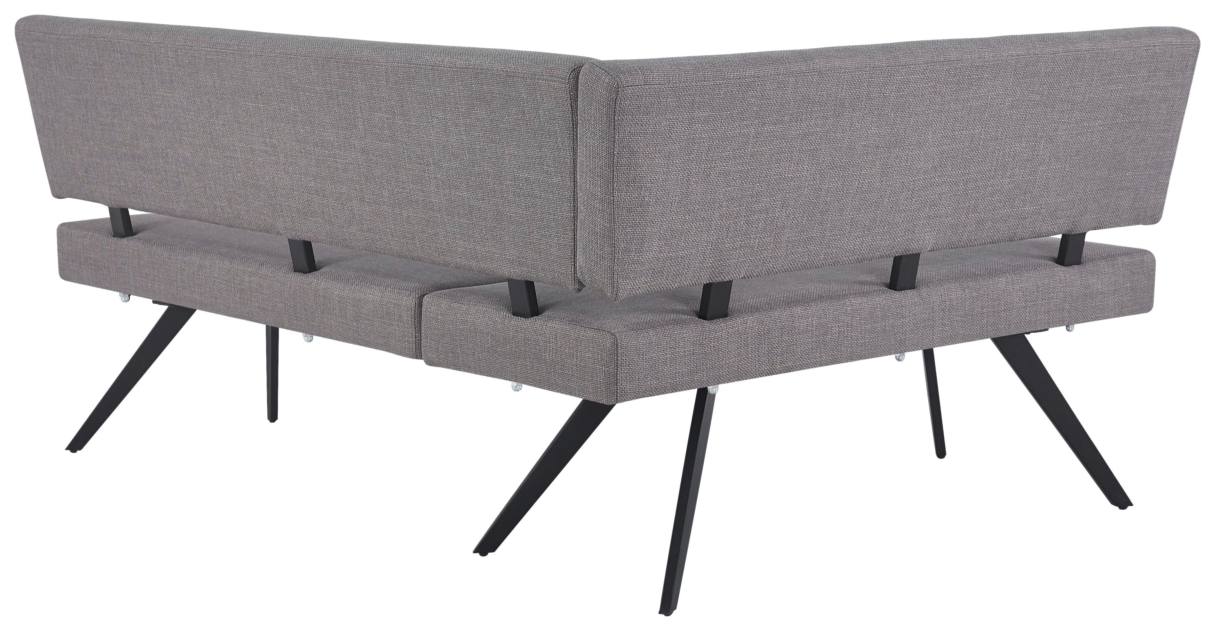 Eckbank Andros Hellgrau, S: 150x190 cm - Hellgrau/Schwarz, KONVENTIONELL, Textil/Metall (150/190cm) - MID.YOU