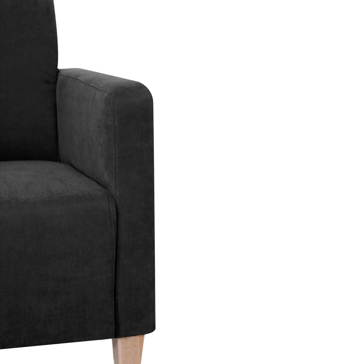 Polstersessel mit Armlehnen Milla Samt Schwarz - Schwarz/Naturfarben, Design, Textil (71/81/70cm) - Max Winzer