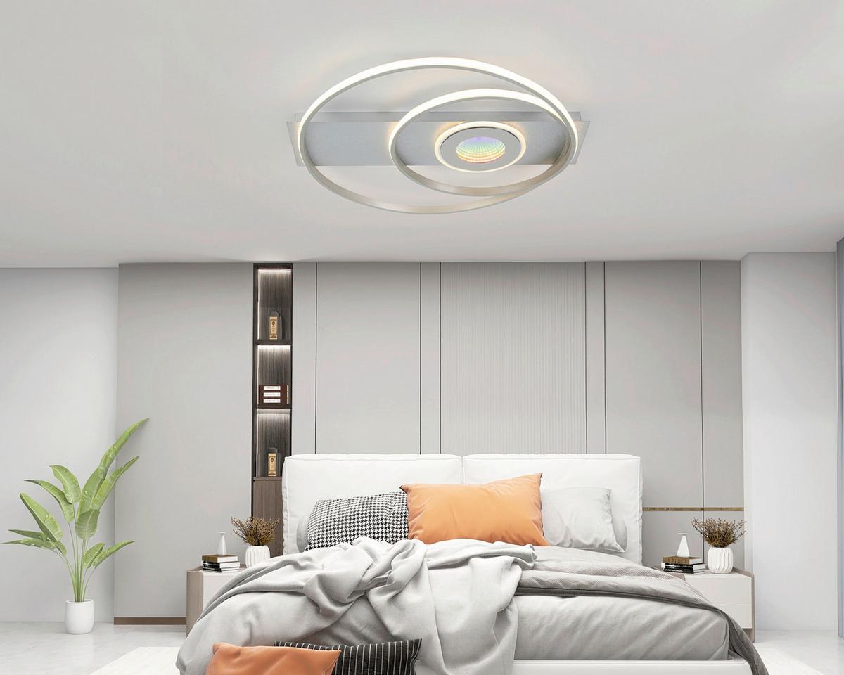 LED-Deckenleuchte Camilla - Silberfarben/Alufarben, Basics, Kunststoff/Metall (65/60/7,5cm) - Luca Bessoni