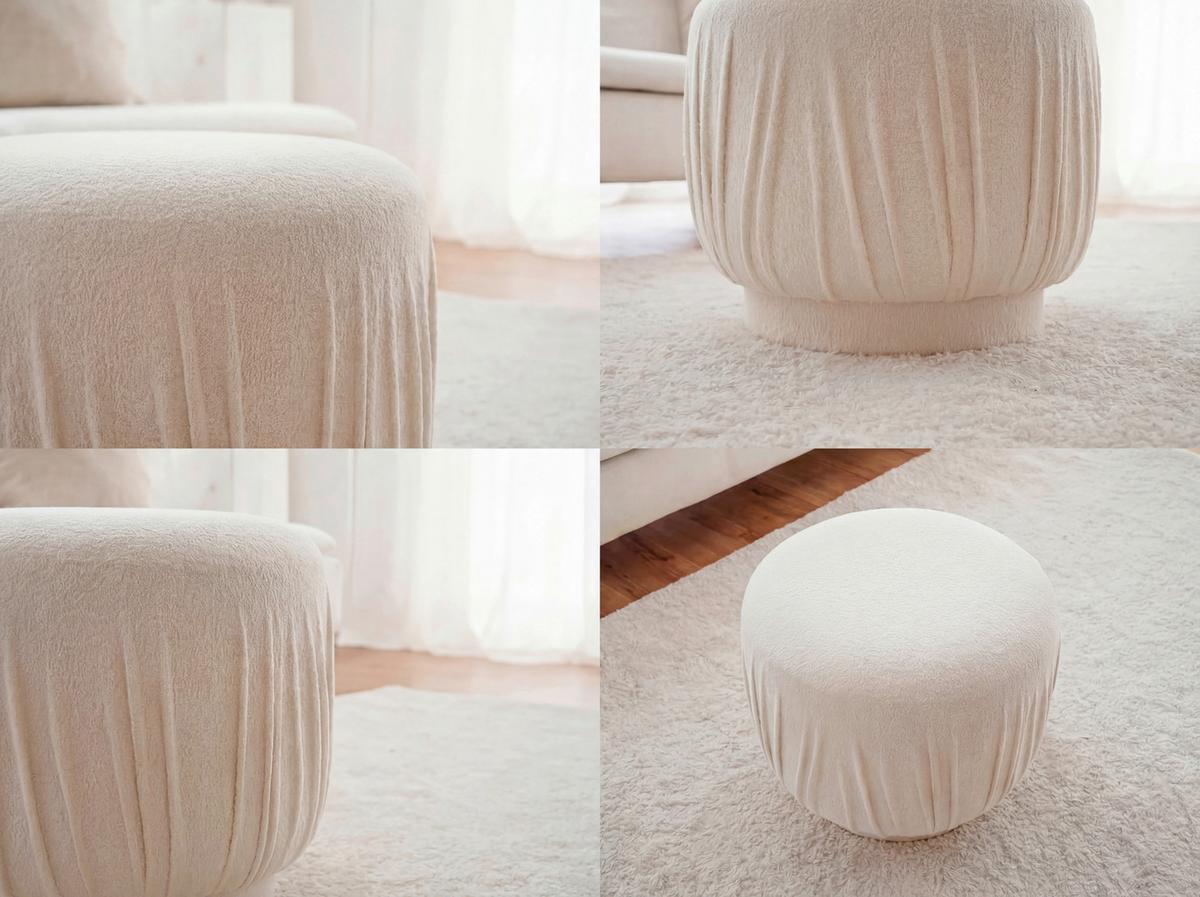 TABURETKA KREMOVA - krémová, Design, textil (50/40/50cm) - Livetastic